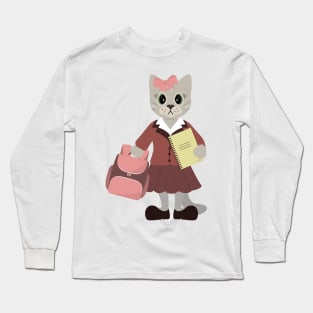 Cat schoolgirl Long Sleeve T-Shirt